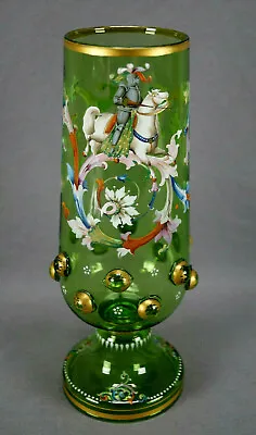 Buy Harrach Bohemian Hand Enamelled Floral Scrollwork Medieval Knight Glass Vase B • 317.69£