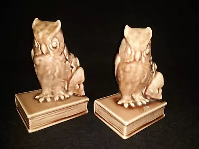 Buy Rookwood OWL BOOKENDS In Brown Earthtone Glaze Mint Condition • 206.52£