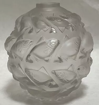 Buy R. LALIQUE France Crystal Glass Camaret Fish Patterned Vase By René Lalique • 1,921£