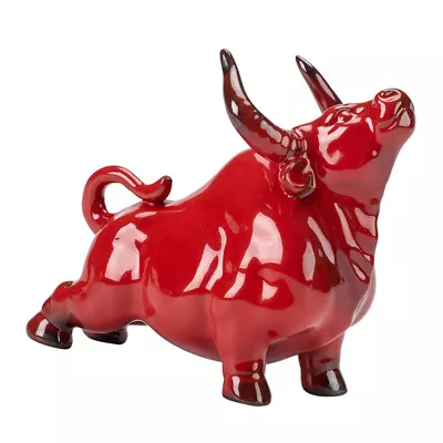 Buy  Red Ceramic Bull Figurine For Living Room Or Office Decor - 2021 New Year-RL • 15.78£