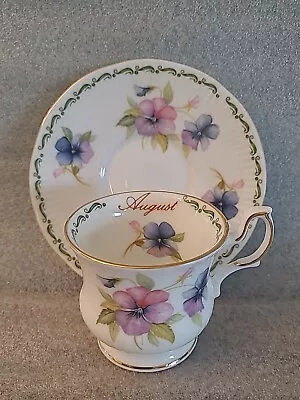 Buy QUEEN'S FINE BONE CHINA Pansy FLOWER OF THE MONTH August Tea CUP AND SAUCER • 13.28£
