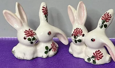 Buy Vintage Wemyss Style Plichta Pottery Bunny Bunnies Rabbit Clover (2) Figures • 56.83£