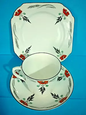 Buy A Vintage 1920s. Shelley China Trio.Poppy & Wheat Pattern 11326.Great Condition • 9.99£