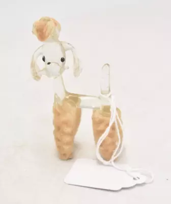 Buy Vintage Studio Art Glass Poodle Dog With Fur Figurine Statue Ornament • 12.95£