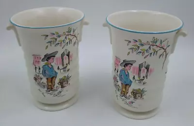 Buy Vintage 1960's Crown Ducal Ware 'Petit Pierre' Pair Of Porcelain Vases Pots • 9.99£