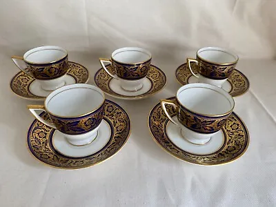 Buy 5 X Minton T Goode & Co Cobalt Blue & Gold Coffee Cups & Saucers • 195£