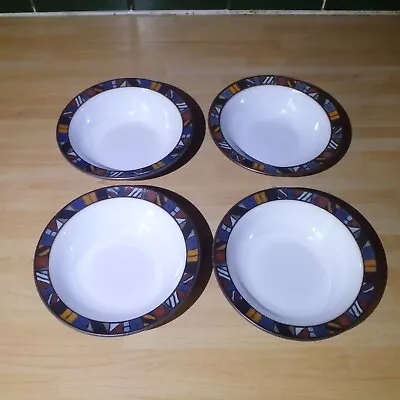 Buy Denby Marrakesh 4x Dessert Plates Bowls 6.25” Brown Mosaic Rim Vintage Rare • 45£