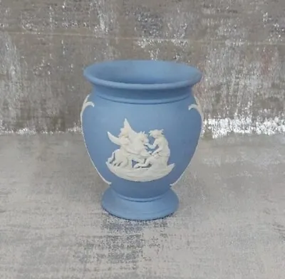 Buy Wedgwood Jasperware Blue Aurora Chariot Sleeping Cupid Posy Mini Vase Urn • 12£
