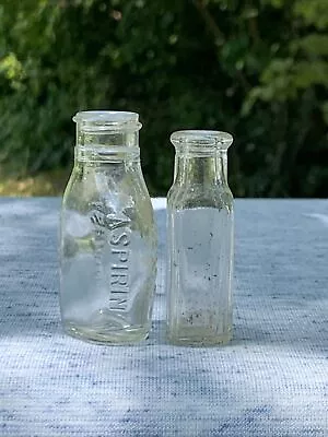 Buy Vintage Bayer Aspirin Glass Bottle & Milk Jug Shape Clear Bottle SET 2 ❤️sj7m4s • 13.23£