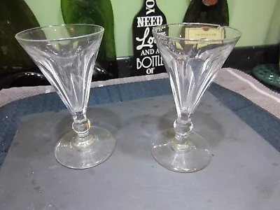 Buy A Pair Of Victorian Panel/Petal Cut Ale/Wine Glasses - One Has Damage Sold A/F • 10£