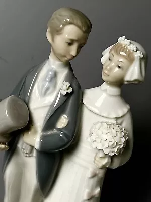 Buy Lladro Porcelain #4808 Wedding Bride & Groom Figurine Cake Topper MINT- • 28.34£