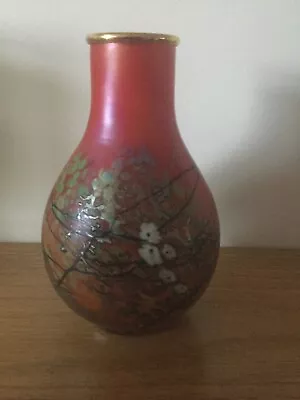 Buy David Barras Signed Okra Glass Vase Floral Detail • 135£