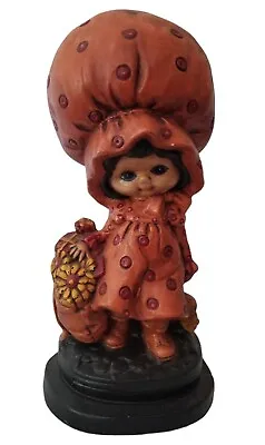 Buy Vintage 1970's Little Girl Figurine Big Brown Bonnet Hat Ceramic Pottery • 29.41£