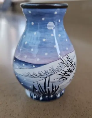 Buy Small Moorcroft Winter Snow  Enamel Small Vase Painted By Faye Williams • 120£