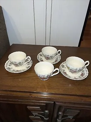 Buy Myotts Staffordshire England Bouquet Set Of 4 Cups And 3 Saucers • 24.13£