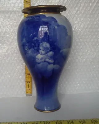 Buy Antique Victorian Vase Early Doulton Burslem Backstamp Blue Children Series • 180£