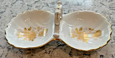 Buy Hammersley & Co. Bone China Gold Floral Candy/Nut Dish W/ Handle Gold Trim • 18.39£