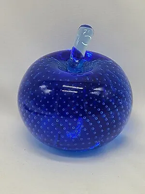 Buy Whitefriars Blue Glass Apple Paperweight Controlled Bubbles #9891 C. 1980 • 213.46£