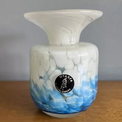 Buy Vintage Mtarfa Glass Vase Blue And White Mottled • 8£