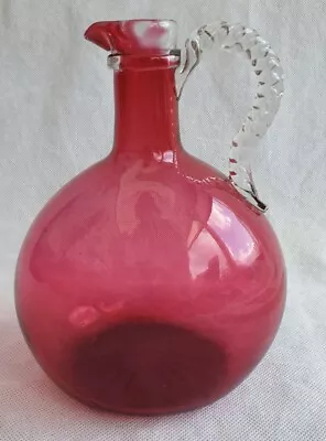 Buy Victorian Cranberry Glass Claret Jug With Twisted Handle • 20£