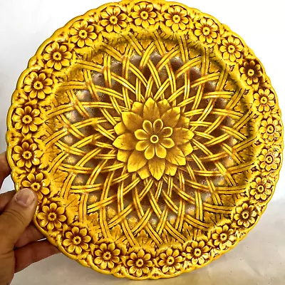 Buy Minton Victorian Yellow Orange Lattice Basket Weave Pattern Majolica 1800s A707 • 284.17£