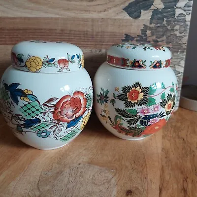 Buy Pair Of Sadler 1960's Floral Ceramic Ginger Jar 13cm Salt Pot Tea Caddy • 12£