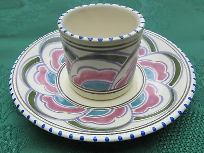 Buy Honiton Devon Studio Pottery Eastern Scroll Egg Cup And Saucer 1950s Art Deco  • 5.99£