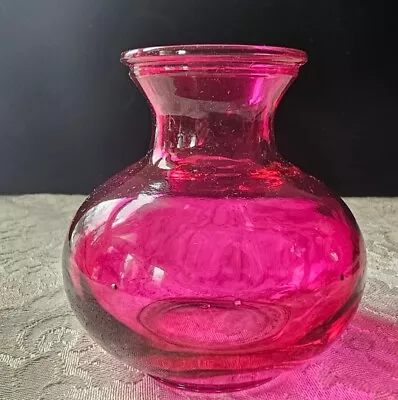 Buy Vintage Raspberry Pink Glass Bottle Vase Small  3” T Reflecting  MCM Window Art • 11.37£