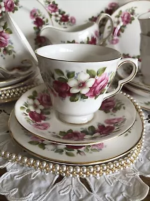 Buy Queen Anne Tea Set -Pretty Pink Roses -Vintage English China -set For 5 18 Piece • 36£