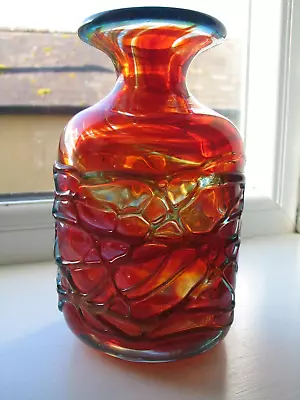 Buy Mdina Orange Trailed Glass Vase Michael Harris Design • 32.99£