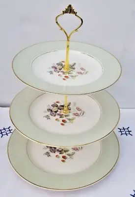 Buy 3 Tier English Vintage China Cake Stand - Crown Ducal - Strawberry Fair • 25£
