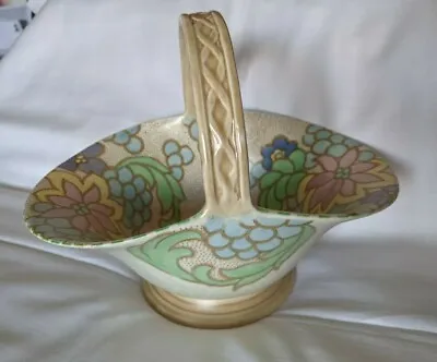 Buy Vintage 1933 - 1949 Tuscan Decoro Pottery Floral Basket • 8£