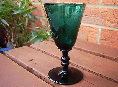 Buy Edwardian Green Wine Glass Funnel Bowl Double Rare Ball Knop Stem Art Nouveau • 28£