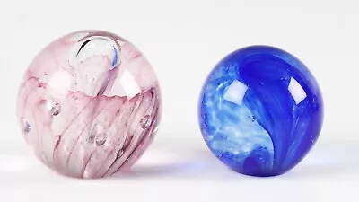 Buy Two Langham Studio Glass Paperweights, One Pink, One Blue • 13.49£