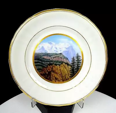 Buy Antique Kpm Germany Porcelain Painted Murrenpass Gold Rim 7 1/8  Plate 1900- • 108.56£