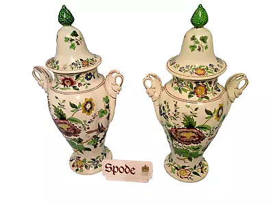 Buy Pair Copeland Spode Pattern No 630 Lidded Vases Floral & Bird Decoration • 150£