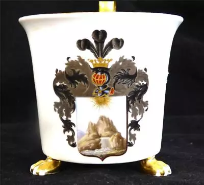 Buy Antique Meissen Porcelain Footed Cup Armorial Crest Heraldry • 549.99£