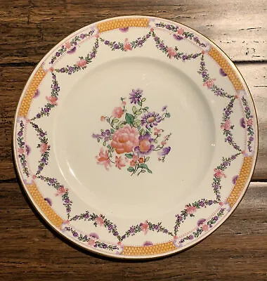 Buy George Jones & Sons Crescent China Multi Floral Swag Yelllow On Rim Dinner Plate • 20.21£