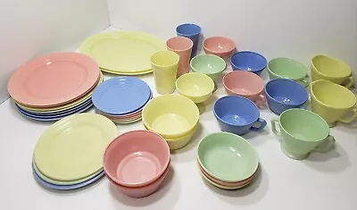 Buy 39 Pc Hazel Atlas Moderntone Platonite Dinnerware Set Plates Bowls Cups Sherbert • 282.96£