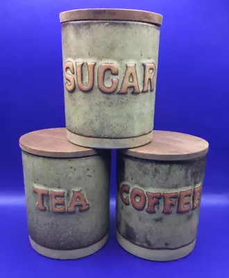 Buy Tremar Cornish Pottery Tea, Coffee & Sugar Cannisters In Excellent Condition • 15£