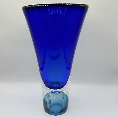 Buy Kosta Boda Goran Warff Blue Vase Signed Art Glass 7040058 Zoom Series 1999 As Is • 121.98£