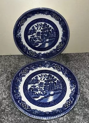 Buy X2 Old Willow Alfred Meakin England Blue & White Saucers 6” - Vintage VGC • 7.99£