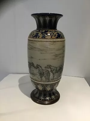 Buy Large Doulton Lambeth Stoneware Vase, With Horses By HANNAH. B. BARLOW 1881 • 1,600£