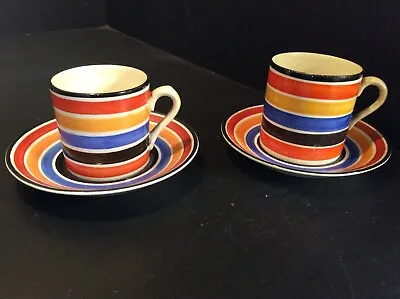Buy RARE 1928 'Geometric Bands' Gray's, TWO X Susie Cooper Coffee Can, Pattern 7964 • 45£