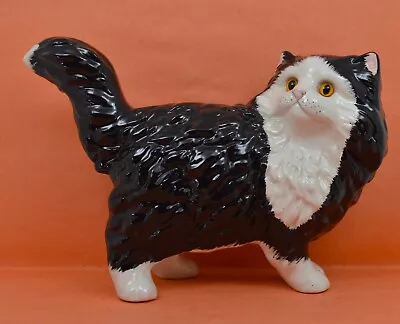 Buy Vintage Glass Eyed Pottery Cat Black White Signed In Foot S.LY 9.5 X 7   • 24.99£