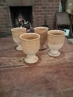 Buy X 4 Large Studio Pottery Wine Goblets With Pottery Makers Mark On Each • 12.99£