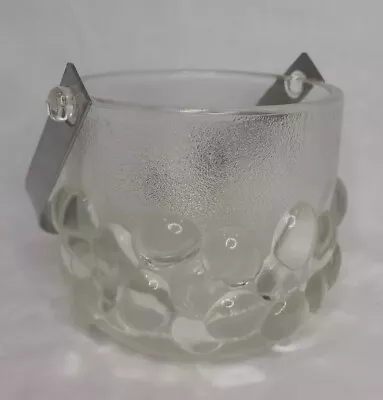Buy Vintage Kosta Boda Style Embossed Glass Ice Bucket Stainless Steel Handle • 21.99£
