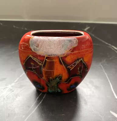 Buy Anita Harris Art Pottery Miniature Vase 8cm Potteries Past Poppies Design Purse • 38£