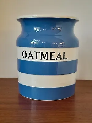 Buy T G Green Cornish Kitchen Ware Blue & White Striped Oatmeal Storage Jar Canister • 51.32£