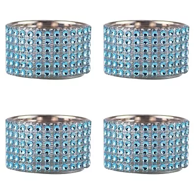 Buy Pack Of 4 - Decorative Blue Diamante Jewelled Tealight Candle Holders • 5.69£